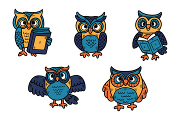 hand drawn owl illustration in line style
