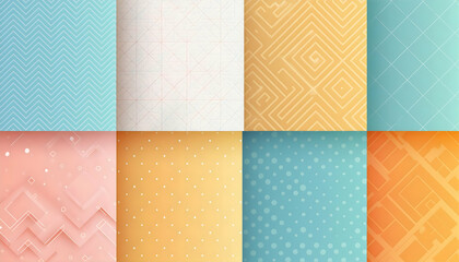 Smooth, Perfectly Clean set of colorful Memphis style for graphic backgrounds, Generative AI.