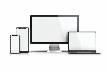 Mockup of computer, laptop, monitor and tablet created with generative ai