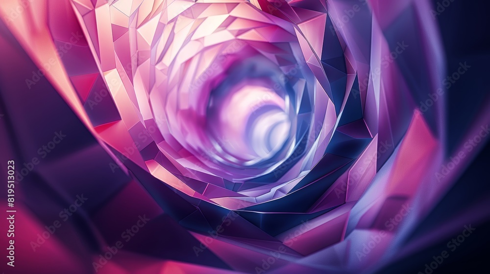 Poster abstract geometric tunnel with vibrant pink and purple colors, creating a mesmerizing and futuristic