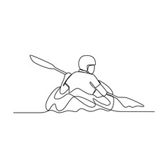 Fototapeta premium One continuous line drawing of people play rowing vector illustration. Rowing design in simple linear continuous style vector concept. Sports themes design for your asset vector design illustration.