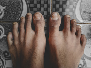 Close up of dirty feet