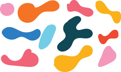 Set of Liquid shapes, round abstract organic elements. Different blotch shapes collection. Speech bubbles in different shapes and colors isolated on white background. Design elements. Vector