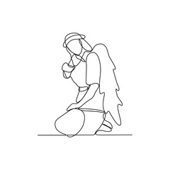 One continuous line drawing of Fairy vector illustration. Fairy design in simple linear continuous style vector concept. A fairy is a mythical being or legendary creature in European folklore.