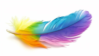 Colorful feather isolated on a white background
