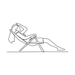 One continuous line drawing of It's summer holiday vector illustration. All about summer activity, things, transport, beach, food and games design in simple linear continuous style vector concept. 