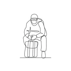 One continuous line drawing of It's summer holiday vector illustration. All about summer activity, things, transport, beach, food and games design in simple linear continuous style vector concept. 