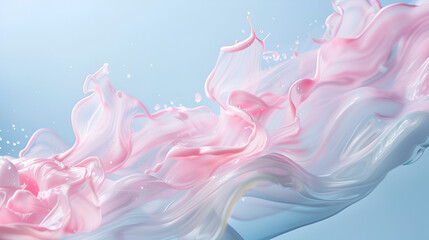 Abstract pastel pink color paint with pastel blue liquid, generative Ai