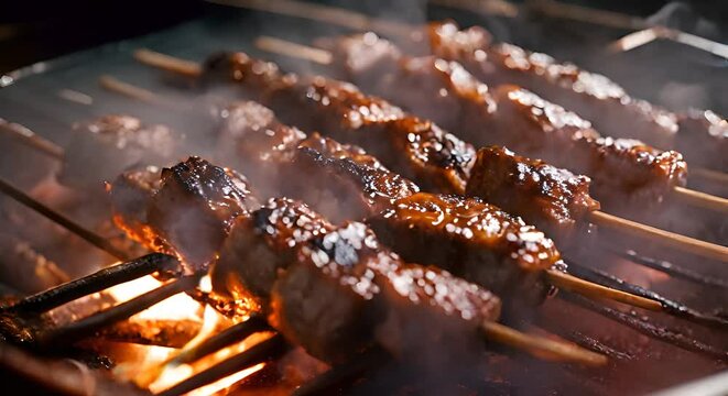 Indonesian Pork Satay with a Creamy Peanut Dressing