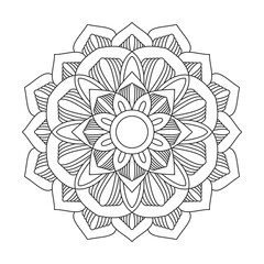 Arabesque mandala pattern design with abstract coloring book page