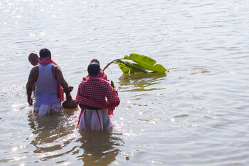 Durga puja ritual of kolabou snan is done by bathing a banana tree in river water. This hindu rite marks the beginning of the biggest festival of bengal.