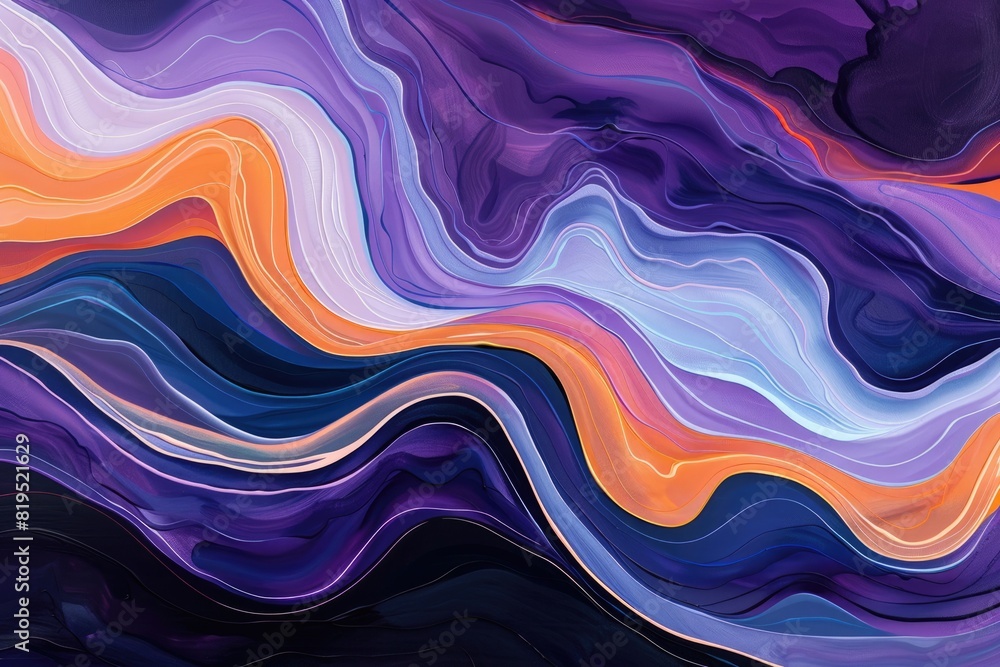 Poster abstract painting with vibrant colors and a fluid, wavy pattern. aig51a.