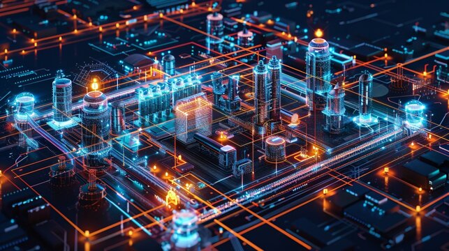 Digital twin concept showing virtual replicas of physical assets - Powered by Adobe