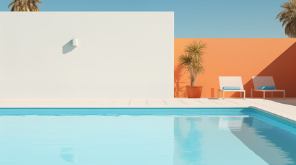 Swimming Pool In Spain Style With Copy Space For Commercial Photography