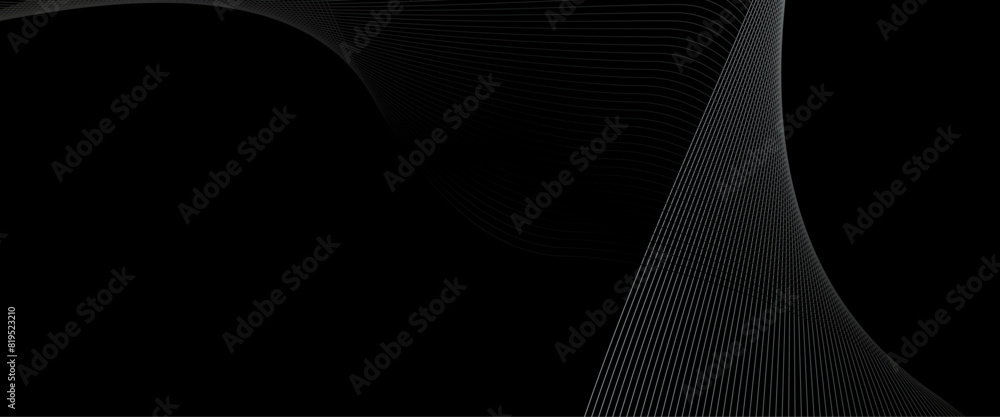 Poster vector black background with lines in wave shape gradient black background with wavy lines.