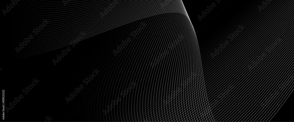 Poster vector black background with lines in wave shape gradient black background with wavy lines.