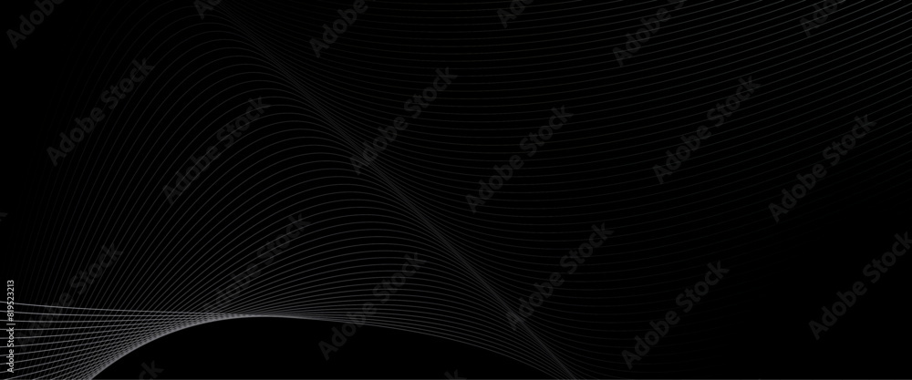 Poster vector black background with lines in wave shape gradient black background with wavy lines.
