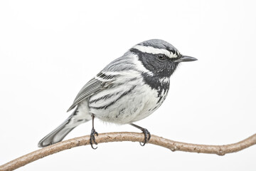 Fototapeta premium Black and white warbler perched on a branch