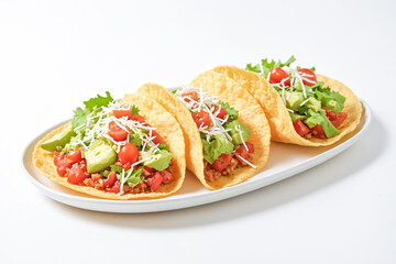 Delicious Tacos with Avocado, Tomato, and Cheese