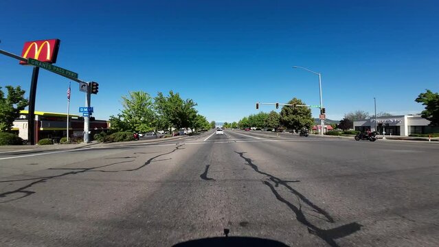 Oregon Highway 199 Northbound 02 Rear View Grants Pass Driving Plates Northwest USA Ultra Wide