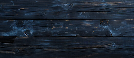 A realistic rustic dark blue wood panel background.
