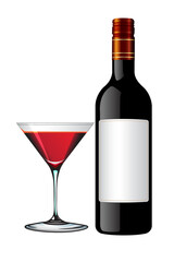 bottle and glass of wine