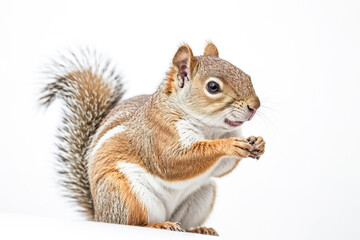Cute Squirrel Sitting on White Background