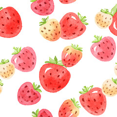 Fototapeta premium Strawberry seamless pattern, repeating background 
