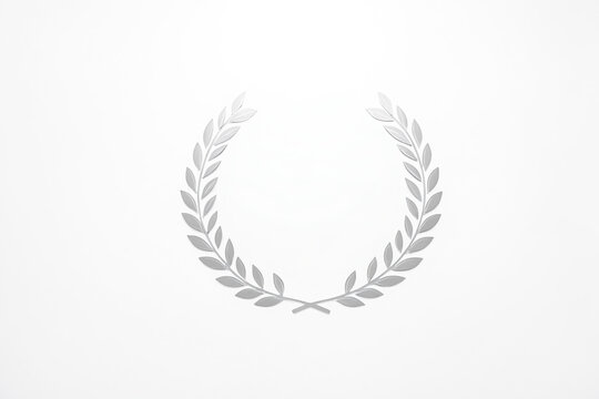 Silver Laurel Wreath on a White Background