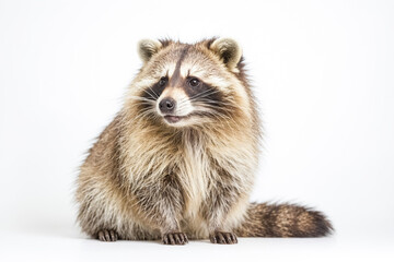 Obraz premium Cute Raccoon Sitting on White Background