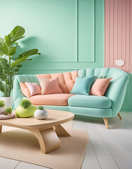 nice guest chair furniture and full of pastel colors gennerative ai