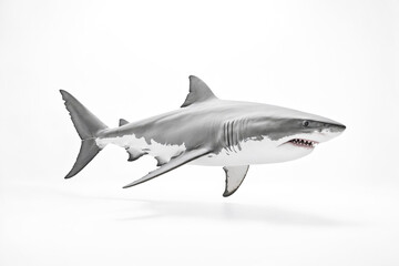 Obraz premium Great White Shark Isolated on White Background