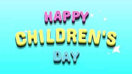 happy children day animated children day text 3d background greeting 4k looping