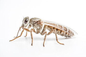 Fototapeta premium Close-up Photo of a Fly on a White Background
