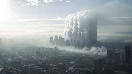 Giant Air Filter Consuming City A Satirical Take on Air Pollution Generative ai