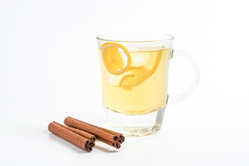 Cinnamon and Lemon Tea in a Glass Mug
