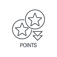 Collect and accumulate points.Bonus program for participants. Vector linear icon isolated on white background.