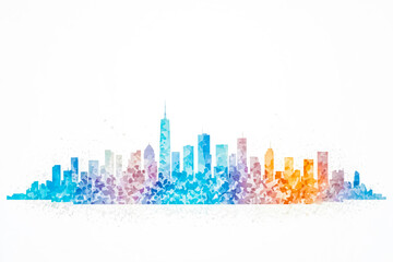 Fototapeta premium Cityscape Watercolor Painting