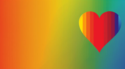 Vibrant sweep of LGBTQ colors in a gradient design featuring a prominent heart on the right perfect for impactful visuals  left text space
