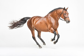 Obraz premium Brown Horse Galloping in Studio