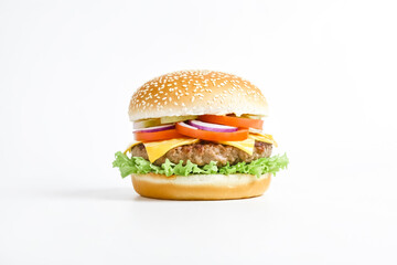 Close-up of a Classic Cheeseburger