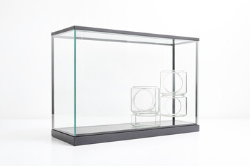 Glass Cube Display Case with Black Frame