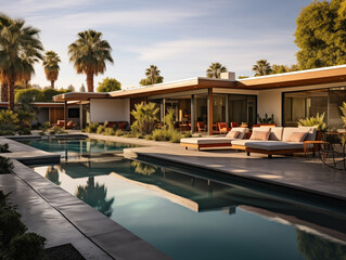 Garden In Mid Century Style In Isolated Background With Copy Space For Commercial Photography