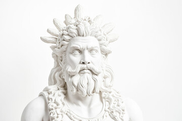 White Plaster Bust of a Man with a Beard and Crown