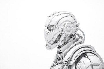 White futuristic robot in profile