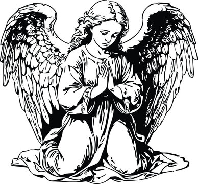 recommend clip art: kneeling angel praying outline silhouette