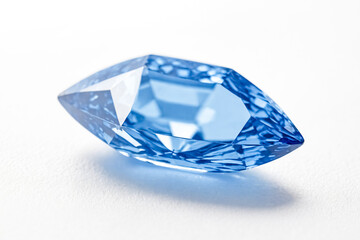 Closeup of a Blue Diamond on a White Surface