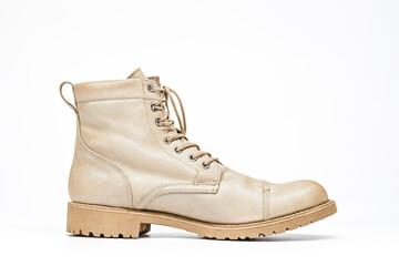 Beige Leather Boots