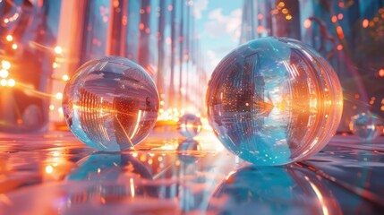 Highlight the surreal landscapes and architecture of a mirror world