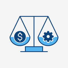 the salary is commensurate with the job icon, money gear scale illustration
